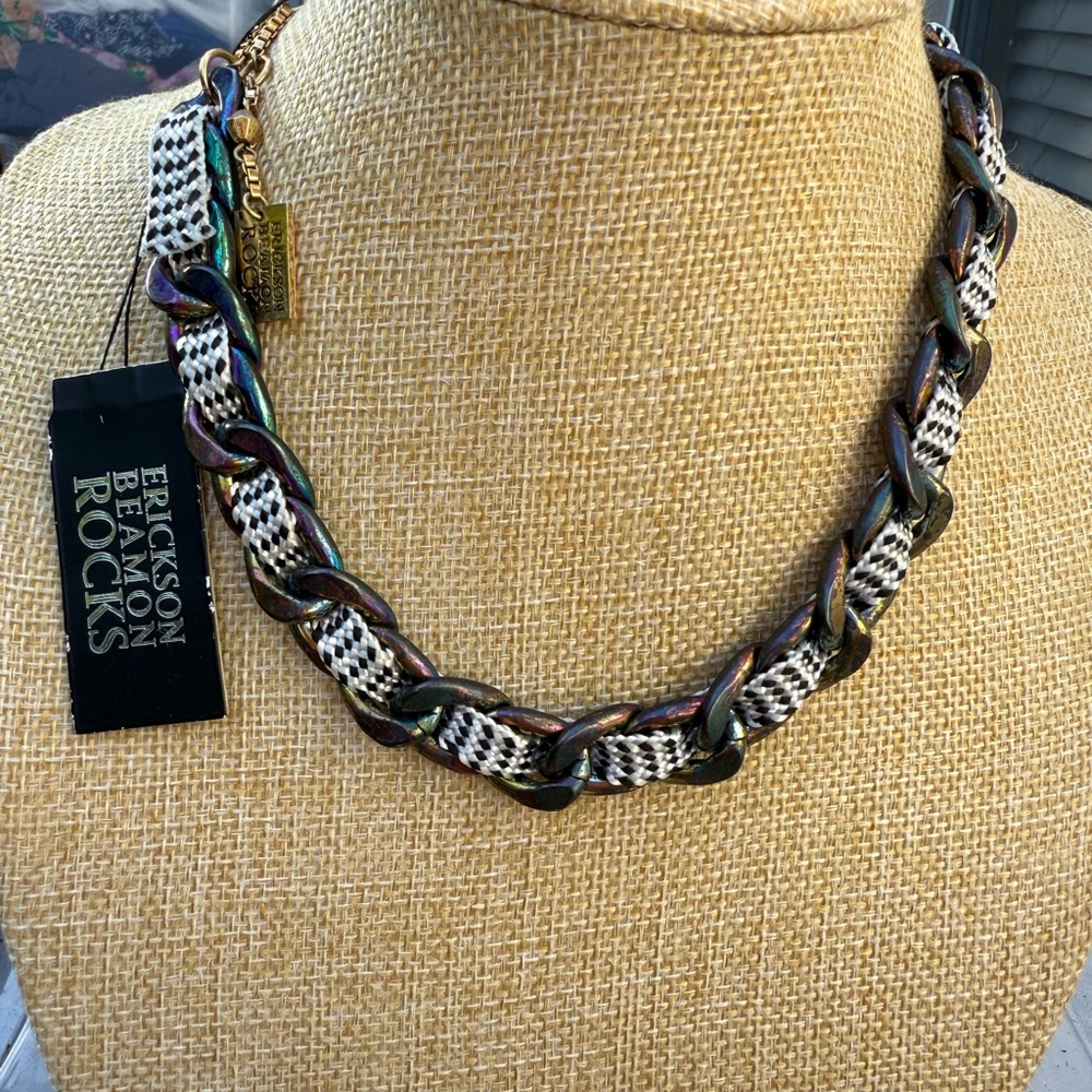 Erickson Beamon Iridescent and Black Chain Necklace